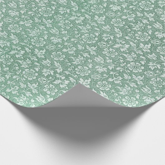 Stijlvol  Sage Green Floral Pattern Cadeaupapier (Hoek)