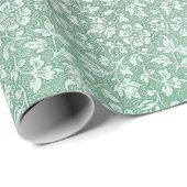 Stijlvol  Sage Green Floral Pattern Cadeaupapier (Rol Hoek)