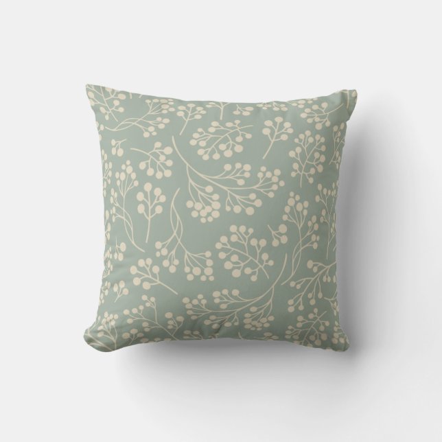 Stijlvol Sage Green Floral Pattern Modern Farmhous Kussen (Voorkant)