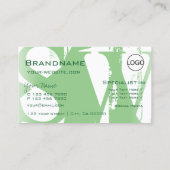 Stijlvol Sage Green White met Logo en monogram Visitekaartje (Achterkant)
