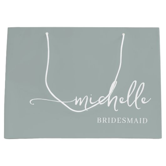 Stijlvol Sage Groen Chic Monogram Script Groot Cadeauzakje (Voorkant)