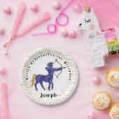 Stijlvol Sagittarius 1st Birthday & Gold Confetti Papieren Bordje (Feest)