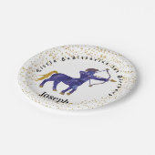 Stijlvol Sagittarius 1st Birthday & Gold Confetti Papieren Bordje (Gekanteld)