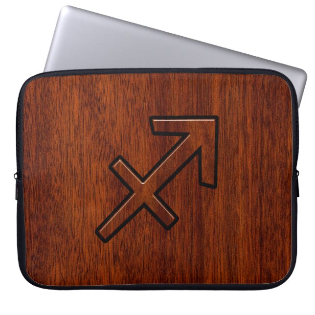 Stijlvol Sagittarius Zodiac Sign in Mahogany Decor Laptop Sleeve (Voorkant)