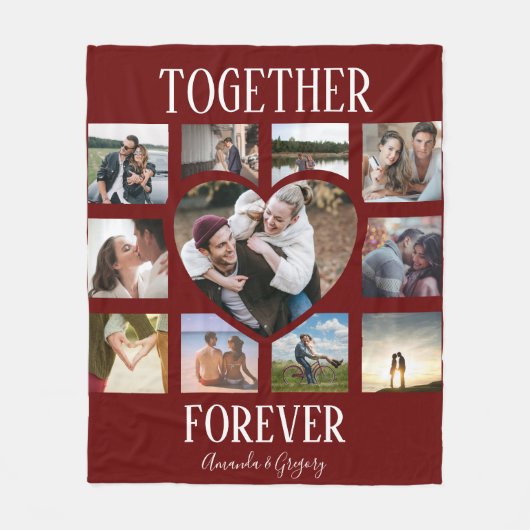 Stijlvol samen voor altijd | Hartfotocollage Fleece Deken (Voorkant)