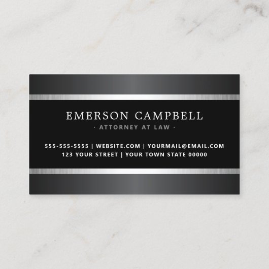 Stijlvol satijn grijs en zilver, zwart visitekaartje (Achterkant)