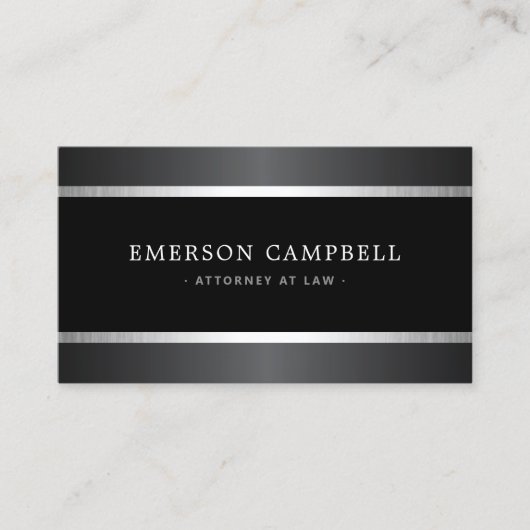 Stijlvol satijn grijs en zilver, zwart visitekaartje (Voorkant)