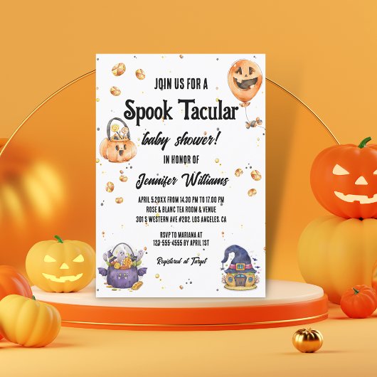 Stijlvol schattig halloween spook tacular baby sho kaart