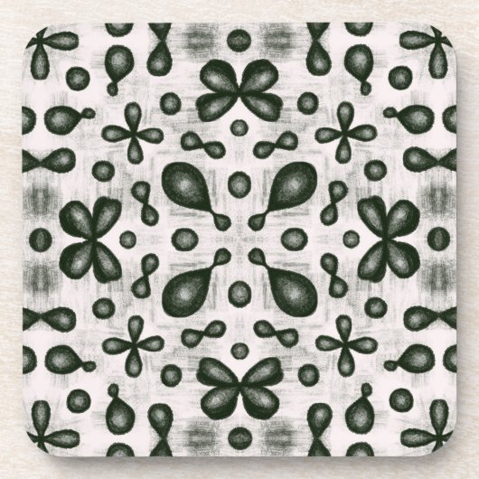 Stijlvol scheikundig patroon in zwart en wit bier onderzetter (Voorkant)