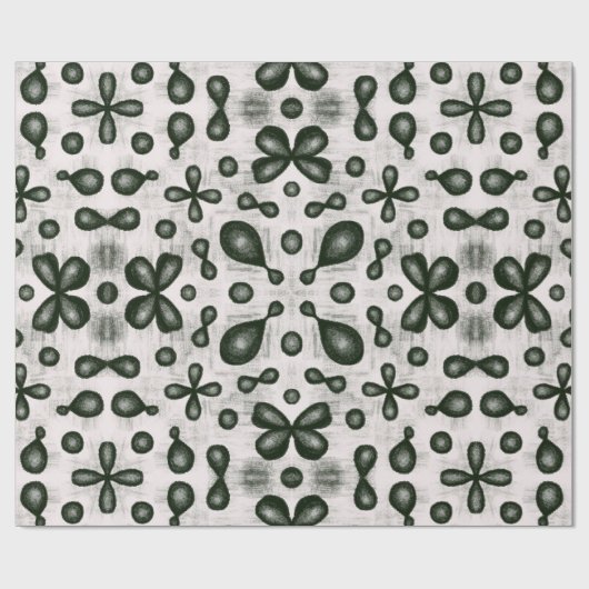 Stijlvol scheikundig patroon in zwart en wit cadeaupapier (Vlak)