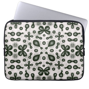 Stijlvol scheikundig patroon in zwart en wit laptop sleeve