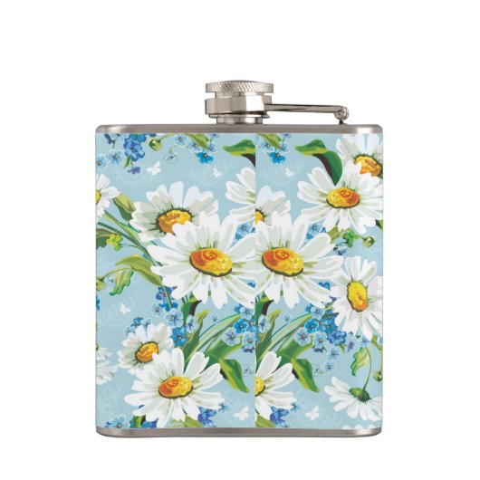 Stijlvol, schitterend, helder bloempatroon 2 heupfles (Achterkant)