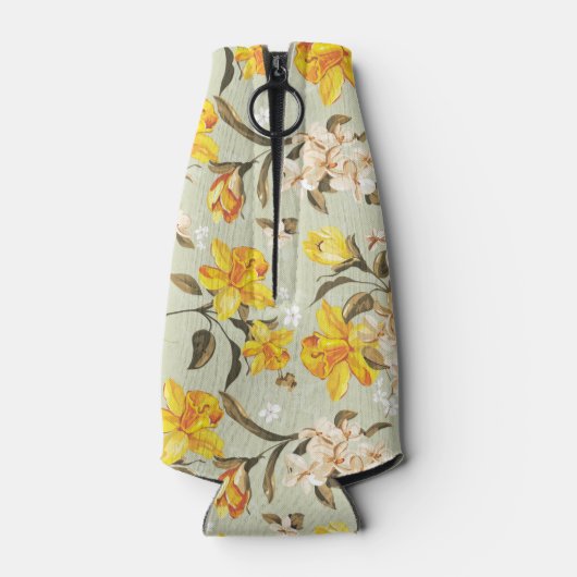 Stijlvol, schitterend helder bloempatroon flesjeskoeler (Achterkant)