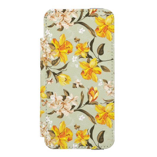 Stijlvol, schitterend helder bloempatroon incipio iPhone portemonnee hoesje (Voorkant Agenda)
