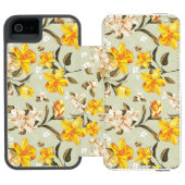 Stijlvol, schitterend helder bloempatroon incipio iPhone portemonnee hoesje (Agenda Open)