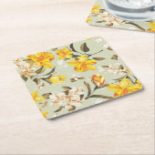 Stijlvol, schitterend helder bloempatroon kartonnen onderzetters (Schuin)