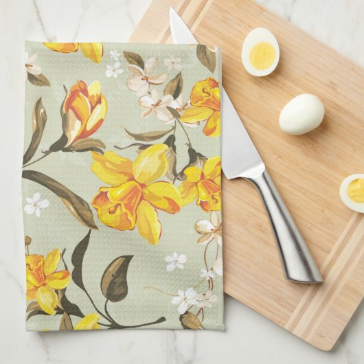 Stijlvol, schitterend helder bloempatroon theedoek (Quarter Fold)