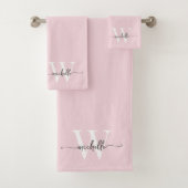 Stijlvol schrift modern roze monogram naam bad handdoek (Insitu)
