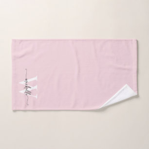 Stijlvol Schrift Modern Roze Monogram Naam Handdoek