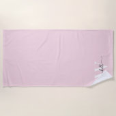 Stijlvol Schrift Modern Roze Monogram Naam Strandlaken (Voorkant)
