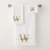 Stijlvol schrift modern witgouden monogram naam bad handdoek (Insitu)