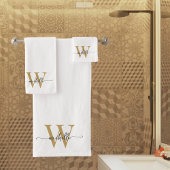 Stijlvol schrift modern witgouden monogram naam bad handdoek
