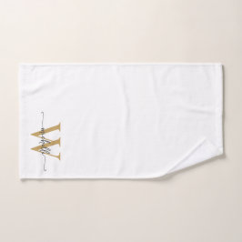 Stijlvol schrift modern witgouden monogram naam handdoek