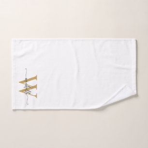 Stijlvol Schrift Modern Witte Gouden Monogram Naam Handdoek