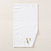 Stijlvol Schrift Modern Witte Gouden Monogram Naam Handdoek (Handdoek)