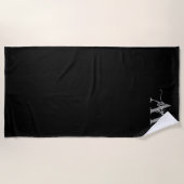 Stijlvol Schrift Modern Zwart Grijs Monogram Naam Strandlaken (Voorkant)