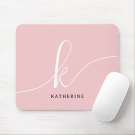 Stijlvol Schrift Monogram Roze Muismat