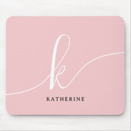 Stijlvol Schrift Monogram Roze Muismat