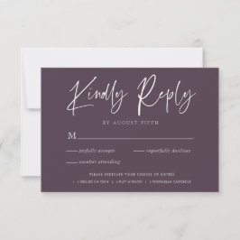 Stijlvol Schrift | Paarse Huwelijks RSVP-reactieka RSVP Kaartje