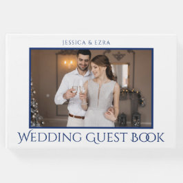 Stijlvol Schrift Wit en Blauw | Foto Gastenboek