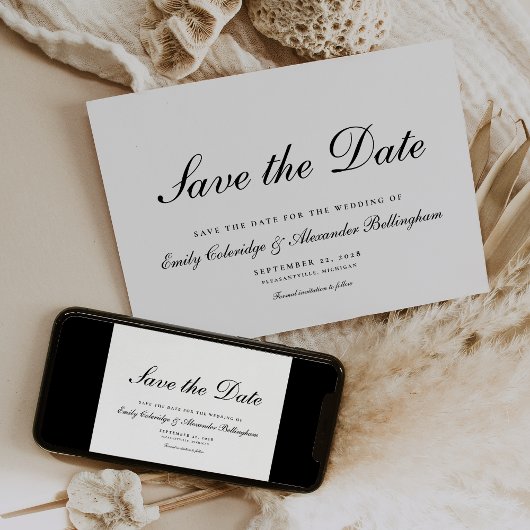 Stijlvol Schrift Zwart Wit Formeel Save The Date