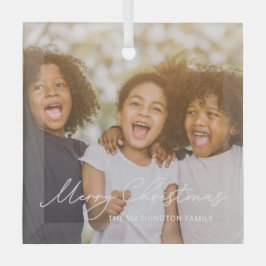 Stijlvol schrijven Aangepaste kerstfoto's Glas Ornament
