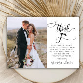 Stijlvol script 2 foto bruiloft dank u kaart