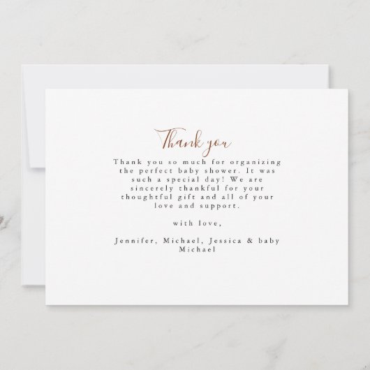 Stijlvol Script 3 Photo Collage Baby shower Bedankkaart (Achterkant)
