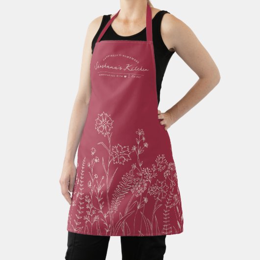 Stijlvol script, aangepast  Floral Apron Schort (Insitu)