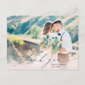 Stijlvol script aangepaste foto bruiloft dank u briefkaart (Voorkant)