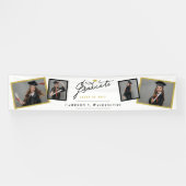 Stijlvol script Afstuderen 4 foto afstudeerfeest Spandoek (Horizontaal)