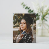 stijlvol script afstuderen bedankt kaart (Staand voorkant)