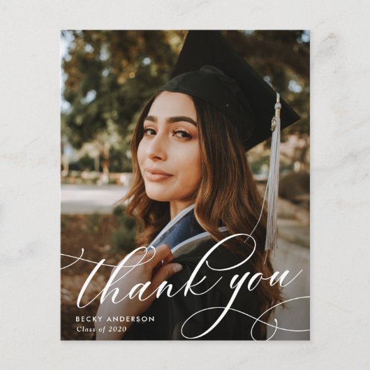 stijlvol script afstuderen bedankt kaart (Voorkant)