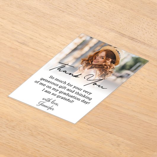 Stijlvol script afstuderen vervaagde foto Dank u Acryl Uitnodigingen (Laagn)