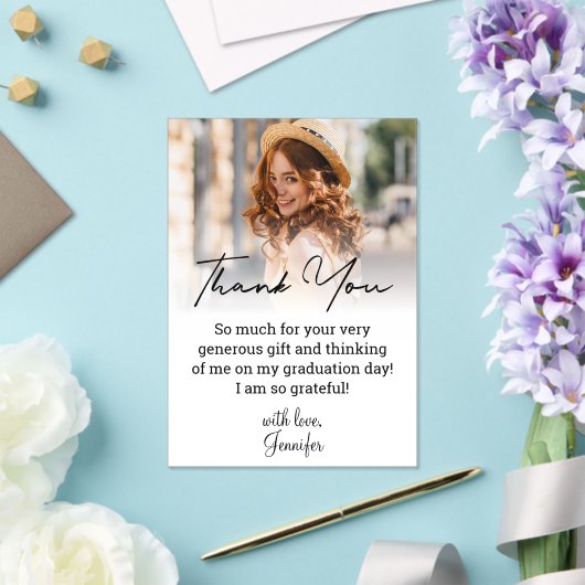 Stijlvol script afstuderen vervaagde foto Dank u Acryl Uitnodigingen (Insitu (Huwelijk))