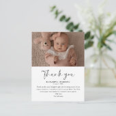Stijlvol Script Baby shower Dank u Baby Foto Briefkaart (Staand voorkant)