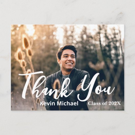 Stijlvol script bedankkaart afstudeerkaart briefkaart (Voorkant)