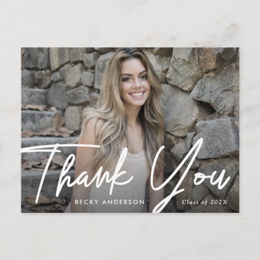 stijlvol script bedankt afstuderen briefkaart (Voorkant)