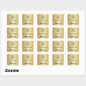 Stijlvol Script Bedrijfslogo Bedankt Goud Vierkante Sticker (Vel)