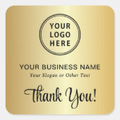 Stijlvol Script Bedrijfslogo Bedankt Goud Vierkante Sticker (Voorkant)